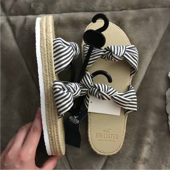 NWT Hollister Womens Slip On Slide Knot Sandals Striped Platform M medium - Picture 2 of 10